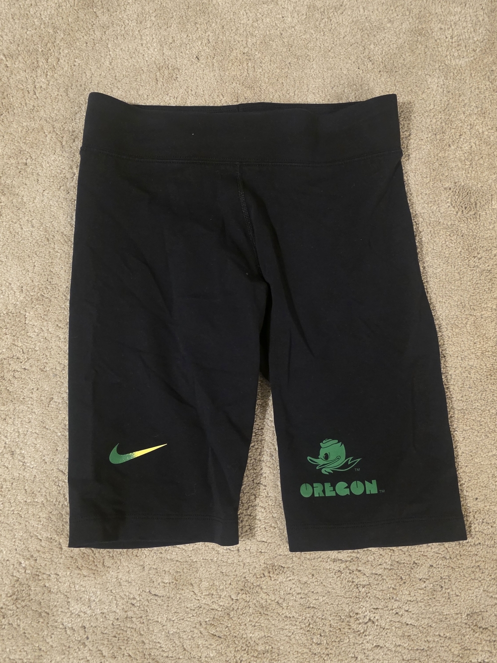 Nike Black Leggings with Green and Yellow Oregon Logos